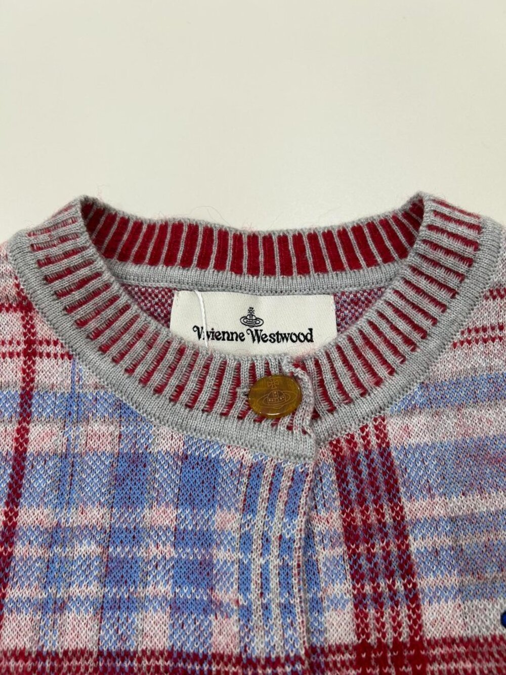 New Vivienne Westwood Tartan Check Knit Cardigan - Red/Blue - Size M - Picture 3 of 8